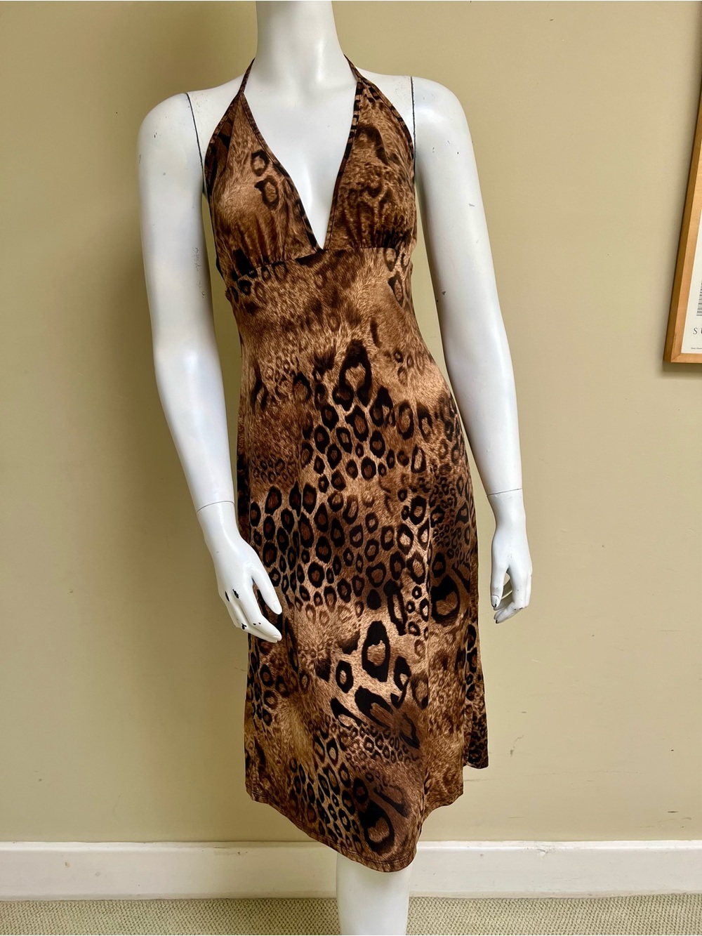 Vintage Leopard Print Halter Dress